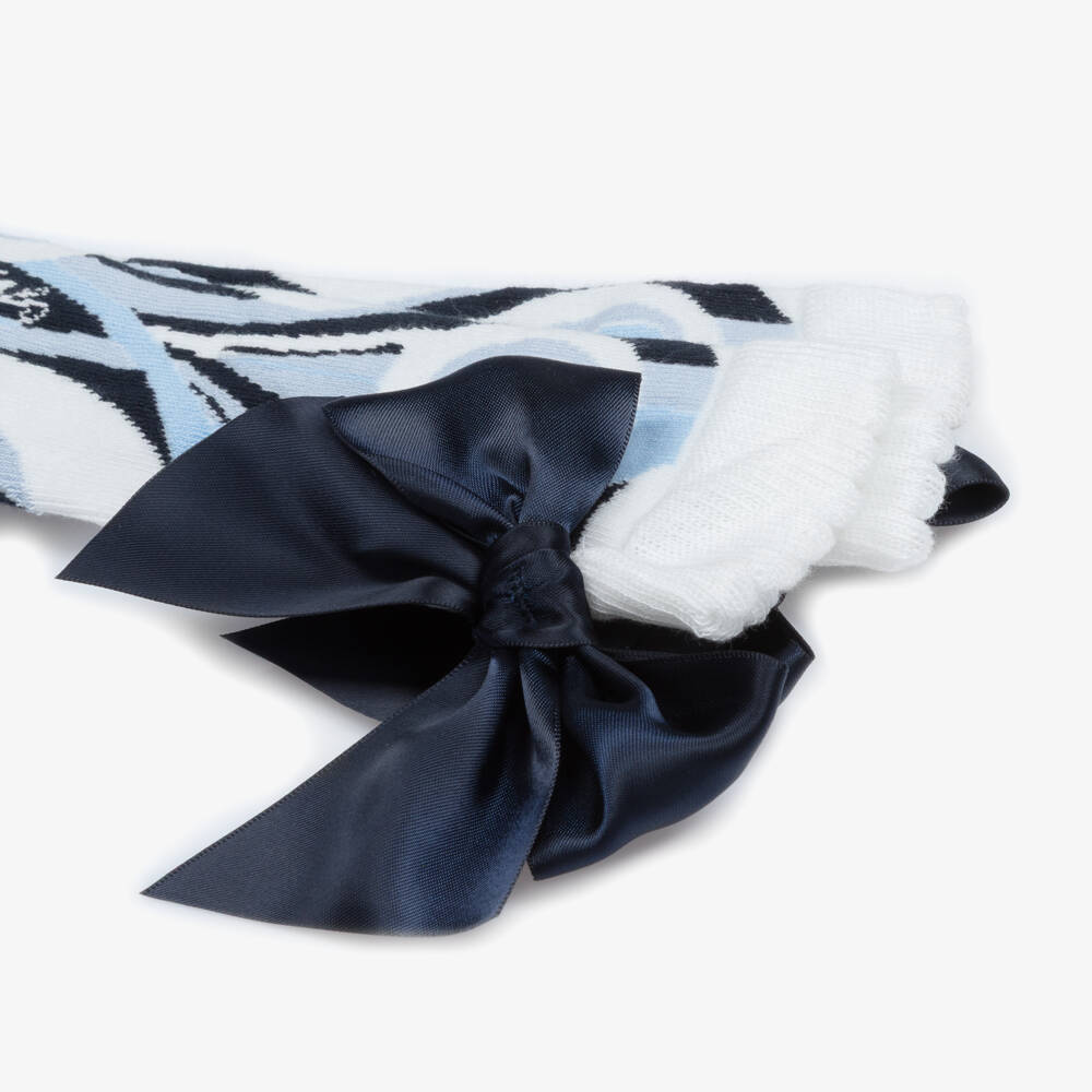 A Dee-Girls Blue Swirl Pattern Cotton Socks | Childrensalon Outlet