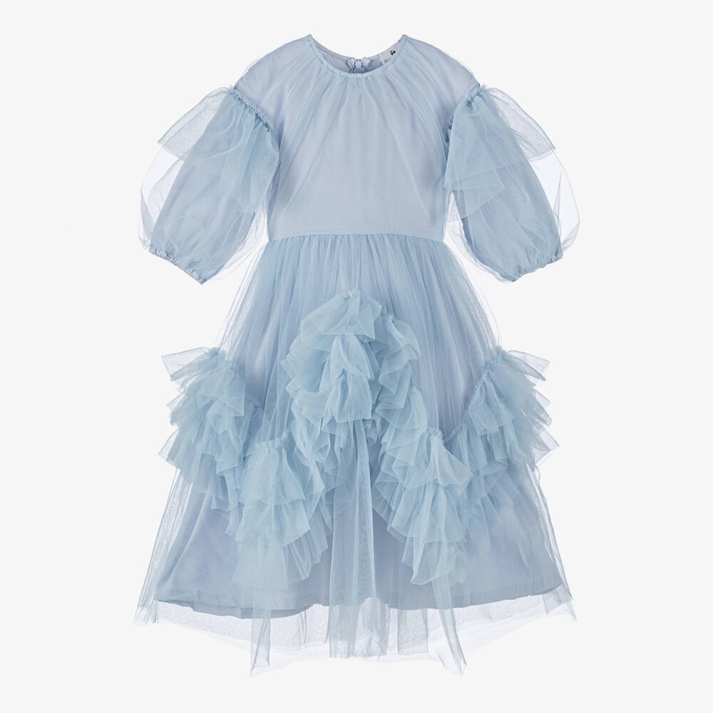 RaspberryPlum-Girls Blue Tulle Dress with Ruffles | Childrensalon Outlet