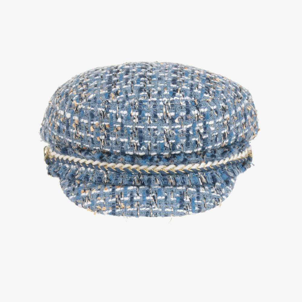 Abel & Lula-Girls Blue Tweed Hat with Braid Trim | Childrensalon Outlet