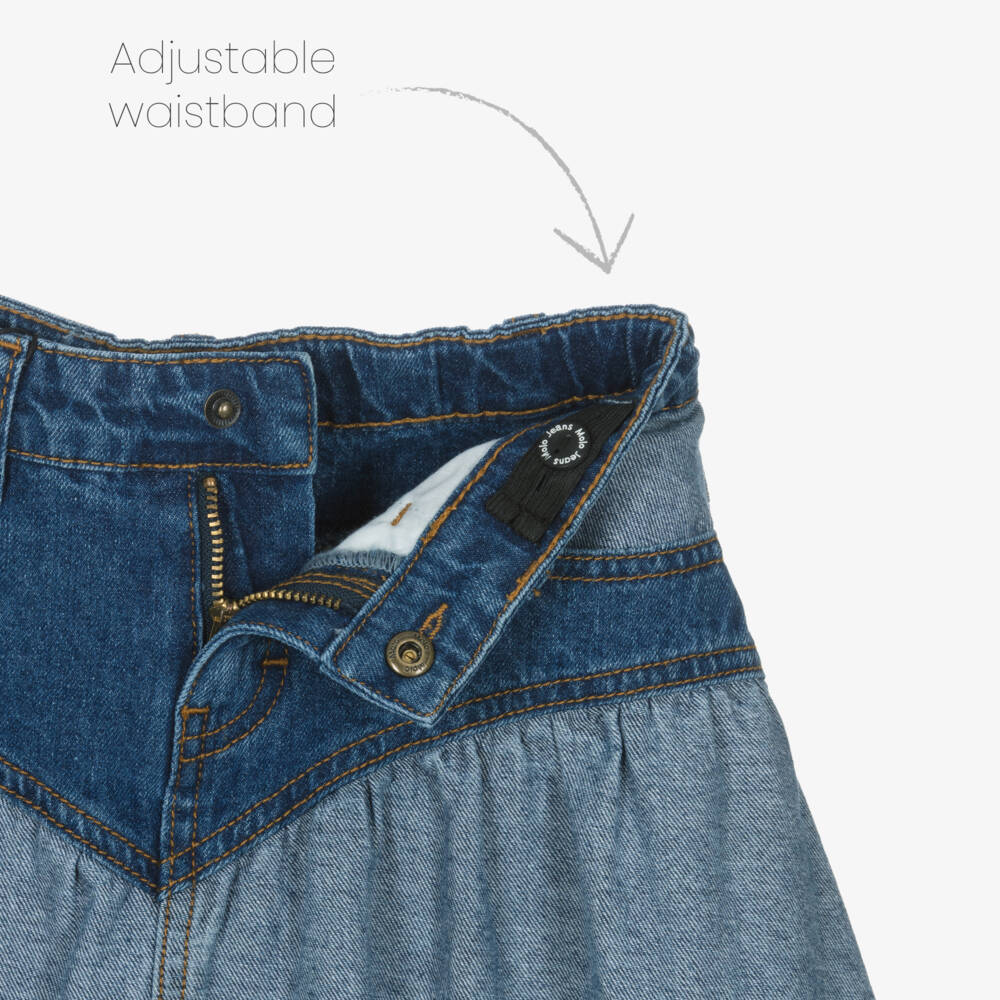 Molo-Girls Blue Two Tone Denim Skirt | Childrensalon Outlet