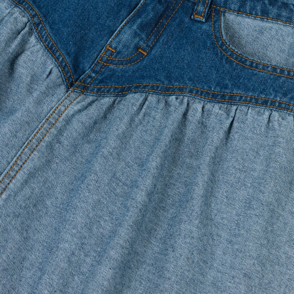 Molo-Girls Blue Two Tone Denim Skirt | Childrensalon Outlet