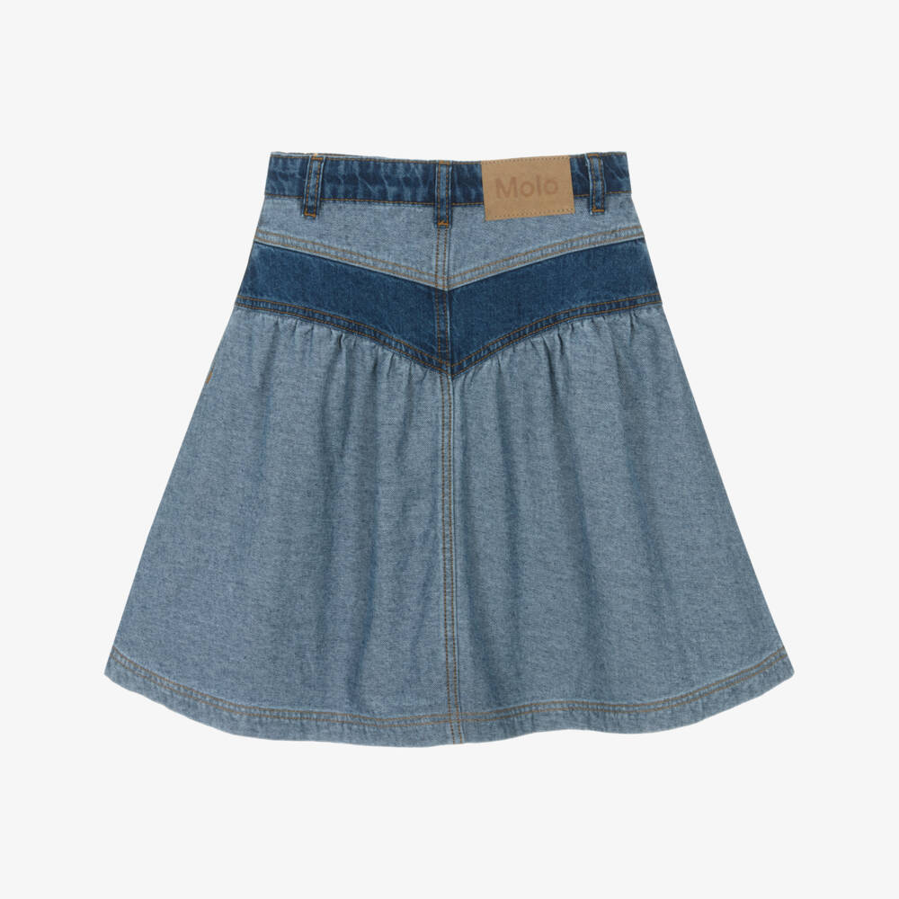 Molo-Girls Blue Two Tone Denim Skirt | Childrensalon Outlet