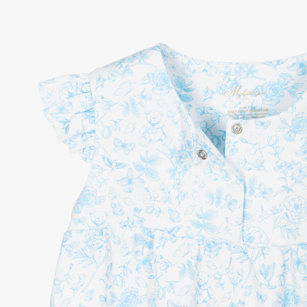 My Little Pie-Girls Blue & White Supima Cotton Chloe Print Pyjamas | Childrensalon Outlet