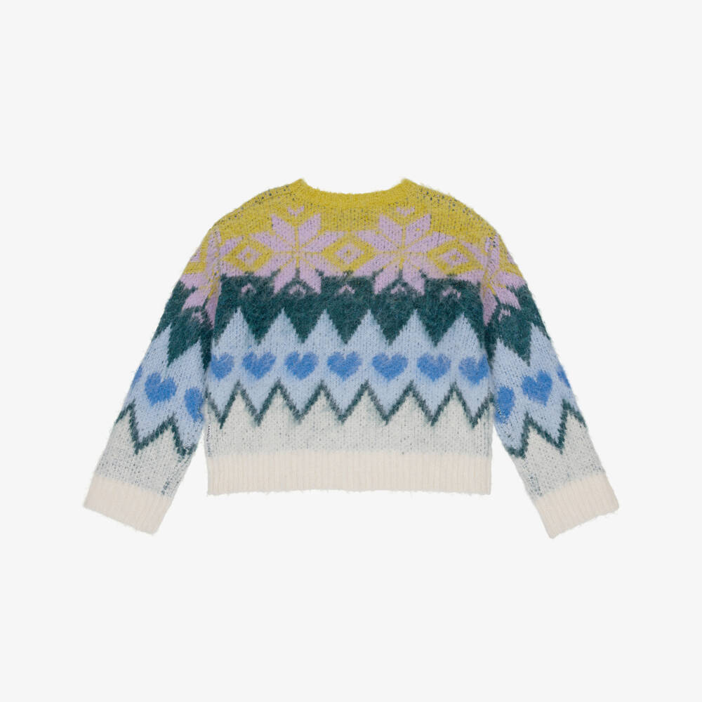 Molo-Girls Blue, Yellow & Green Knitted Jumper | Childrensalon Outlet