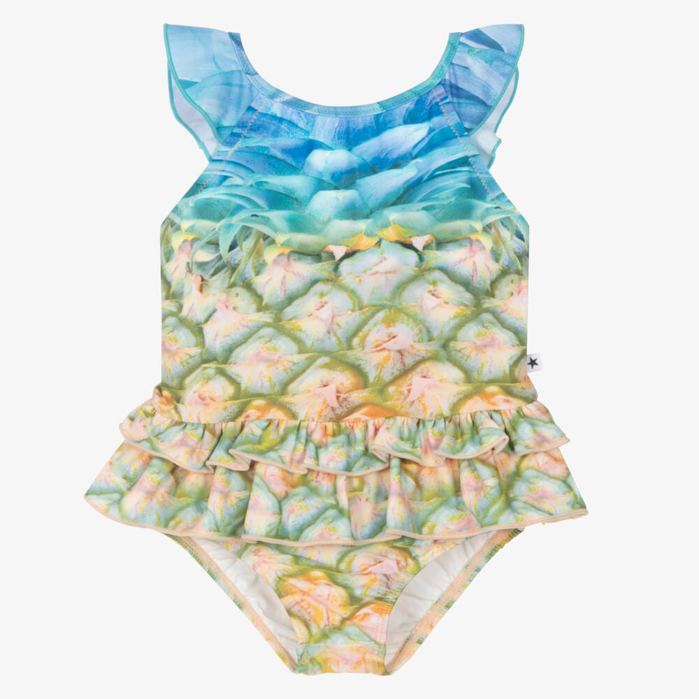 Molo-Girls Blue & Yellow Pineapple Swimsuit (UPF50+) | Childrensalon Outlet