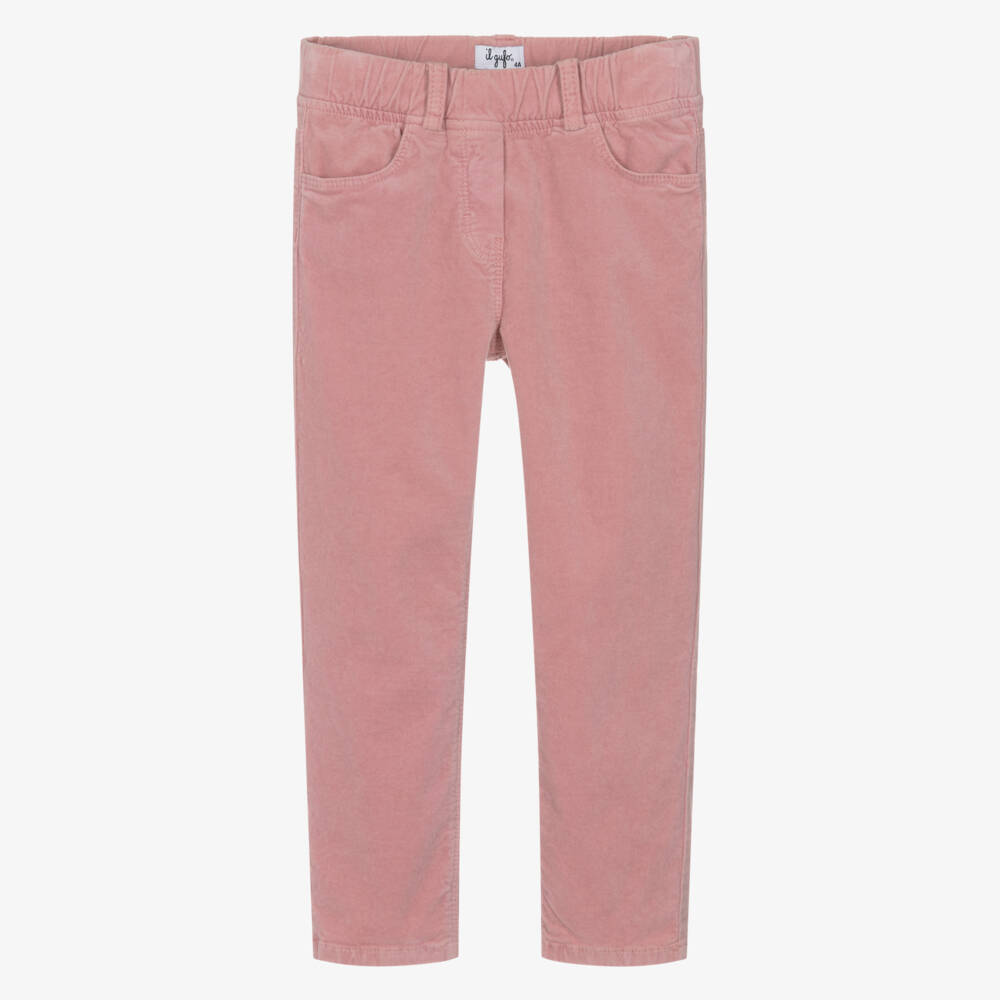 Il Gufo-Girls Blush Pink Felt Cotton Trousers | Childrensalon Outlet