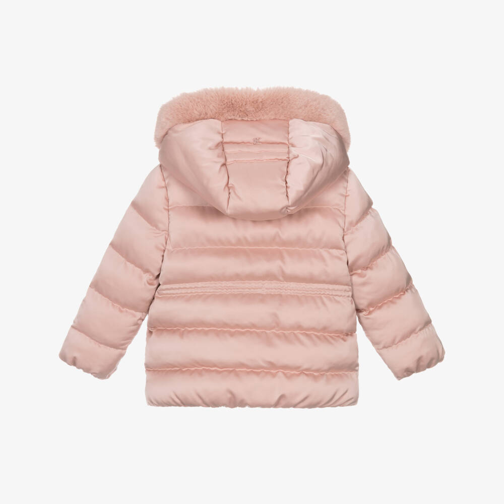 Abel & Lula-Girls Blush Pink Hooded Puffer Jacket | Childrensalon Outlet