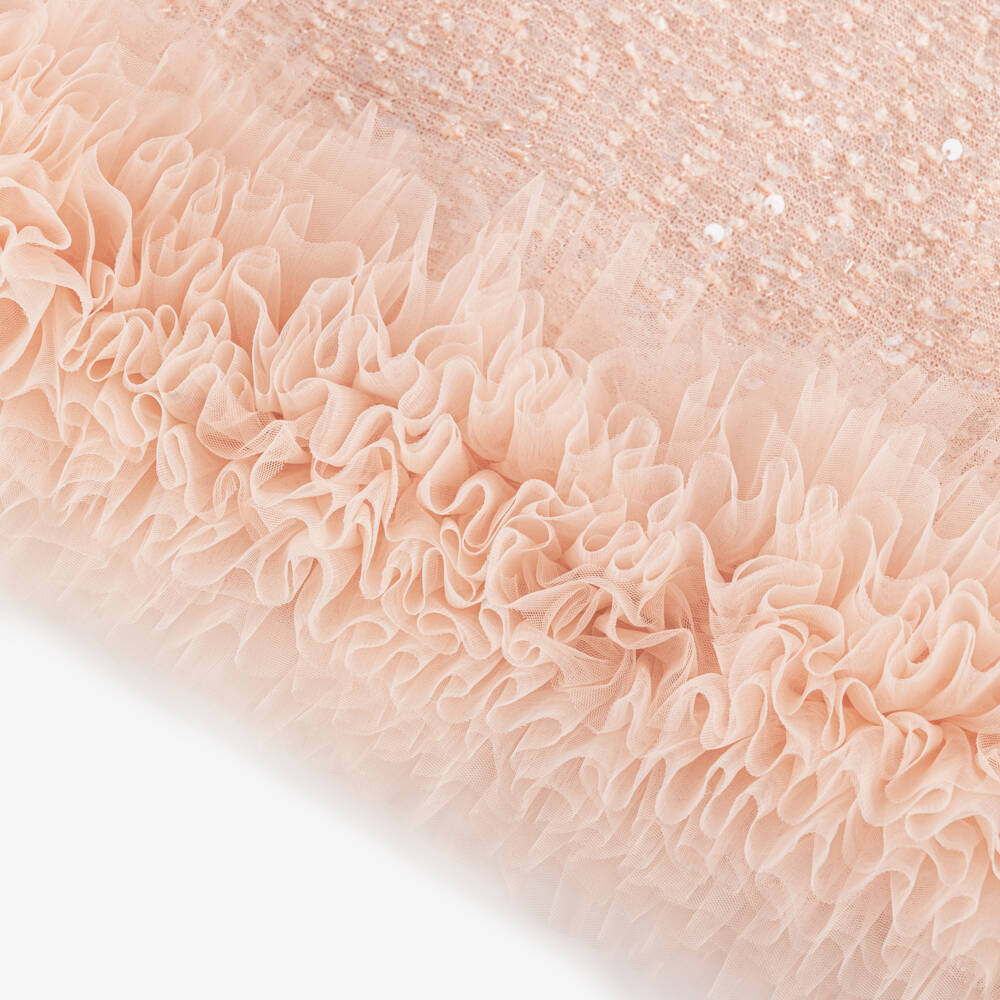 Angel's Face-Girls Blush Pink Sequin Embellished Dress with Tulle Trim | Childrensalon Outlet