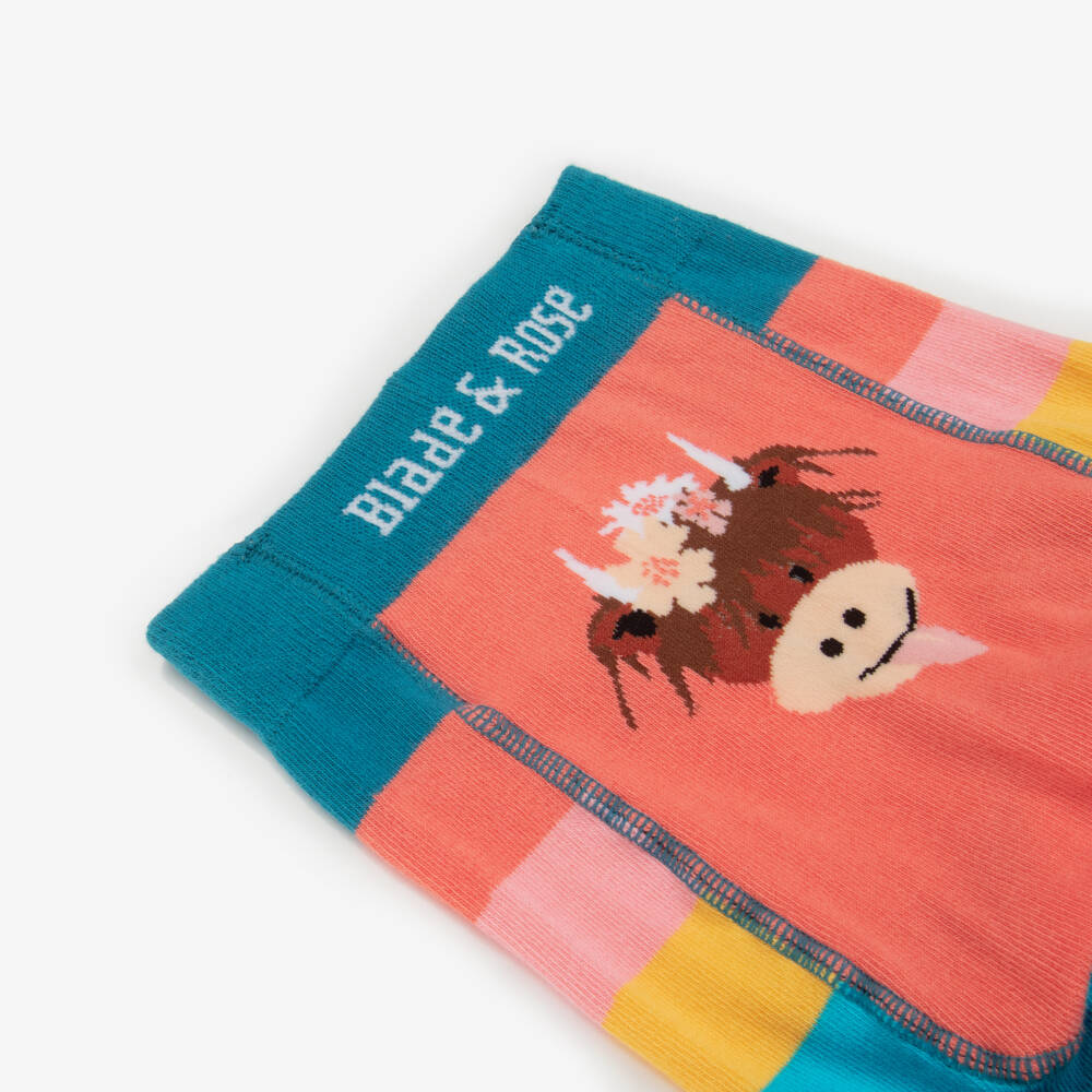 Blade & Rose-Girls Bonnie Highland Cow Striped Leggings | Childrensalon Outlet