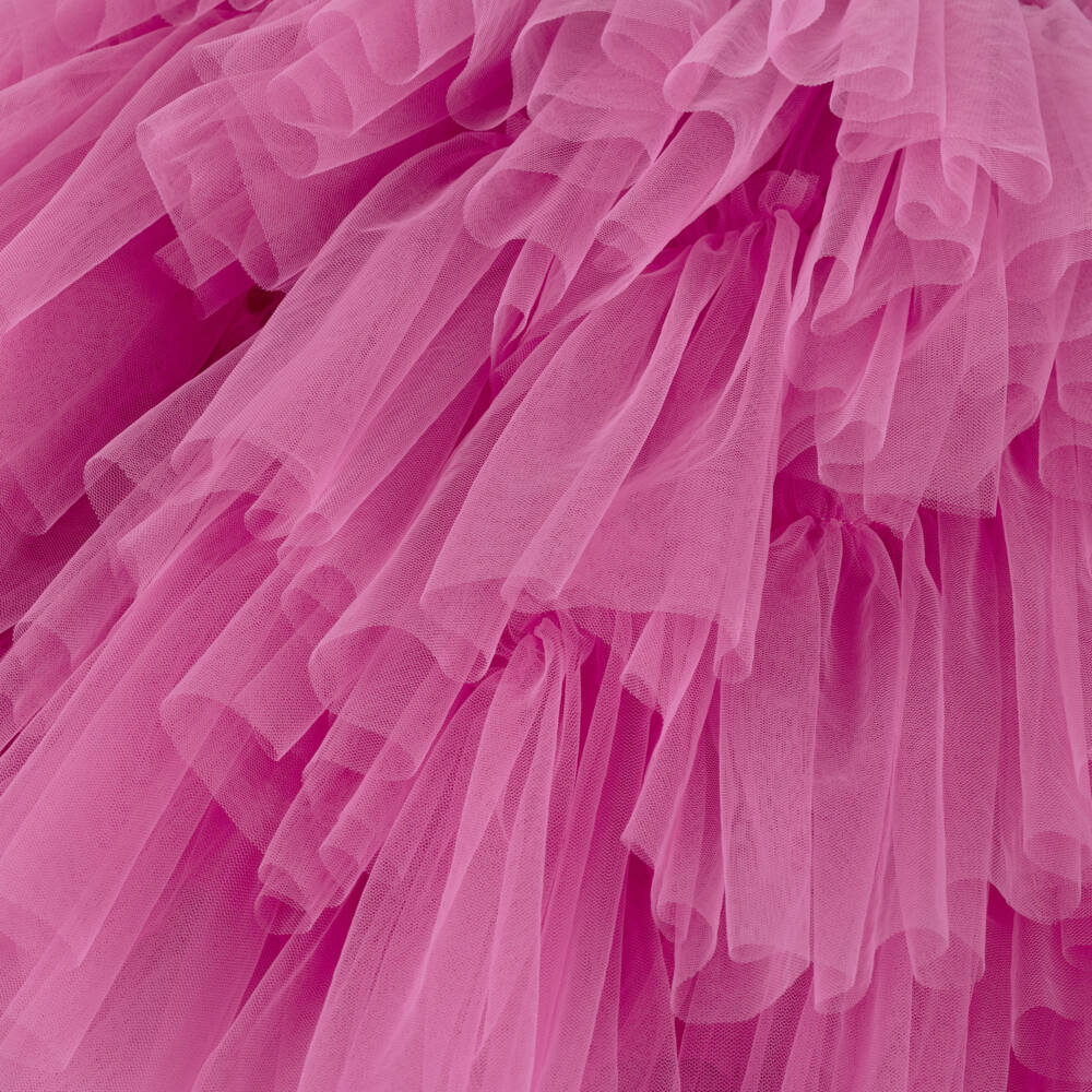 Tutu du Monde-Girls Bright Pink Asymmetric Strappy Tulle Dress | Childrensalon Outlet
