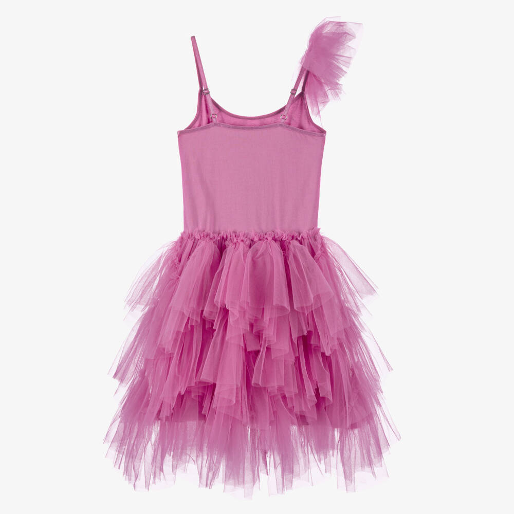 Tutu du Monde-Girls Bright Pink Asymmetric Strappy Tulle Dress | Childrensalon Outlet