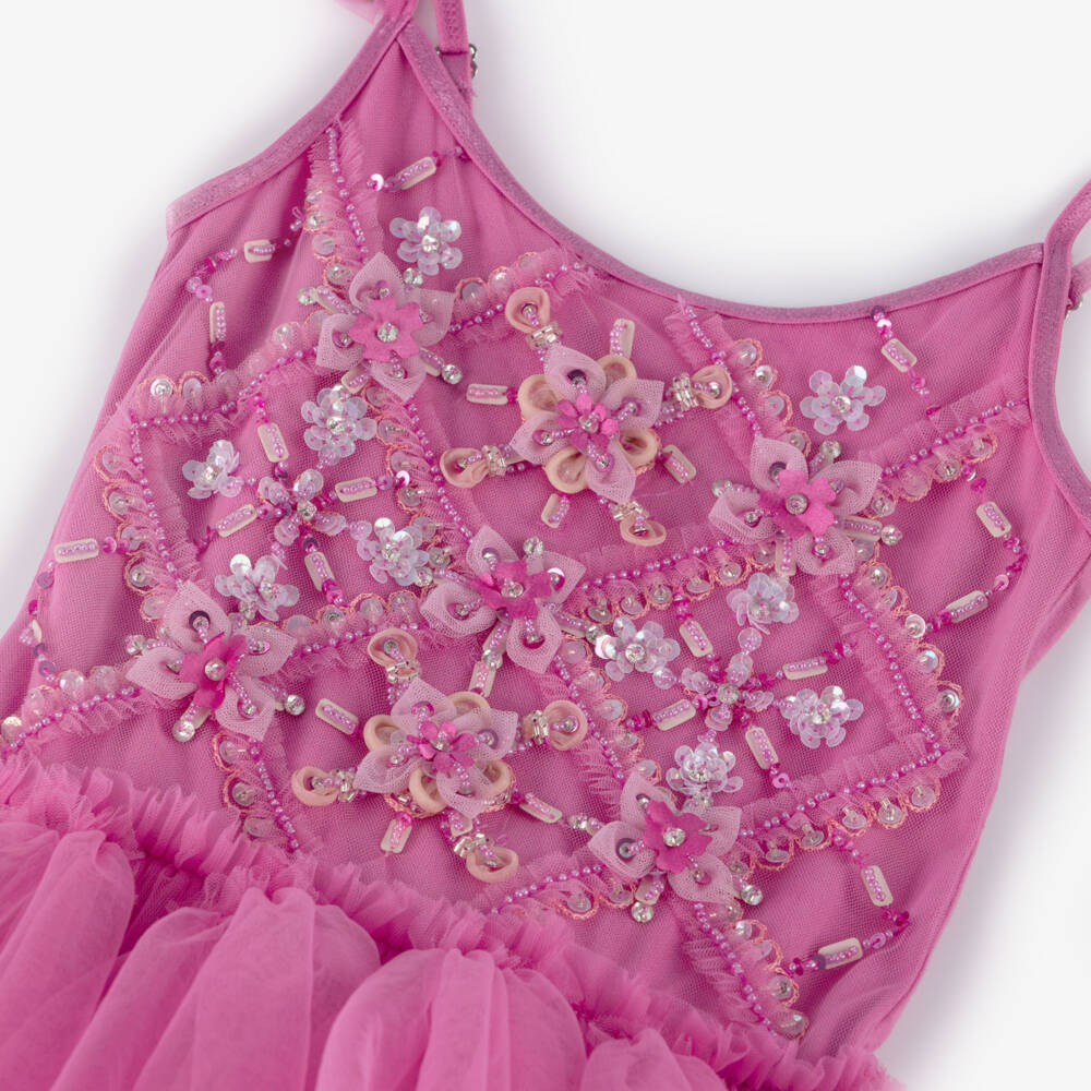 Tutu du Monde-Girls Bright Pink Asymmetric Strappy Tulle Dress | Childrensalon Outlet