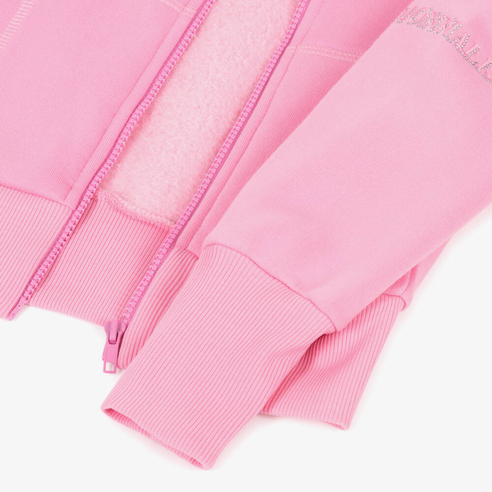 Monnalisa-Розовая хлопковая куртка на молнии для девочек | Childrensalon Outlet