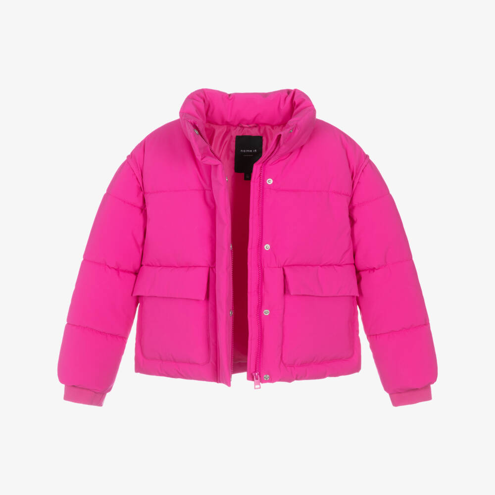 NAME IT-Girls Bright Pink Puffer Jacket | Childrensalon Outlet