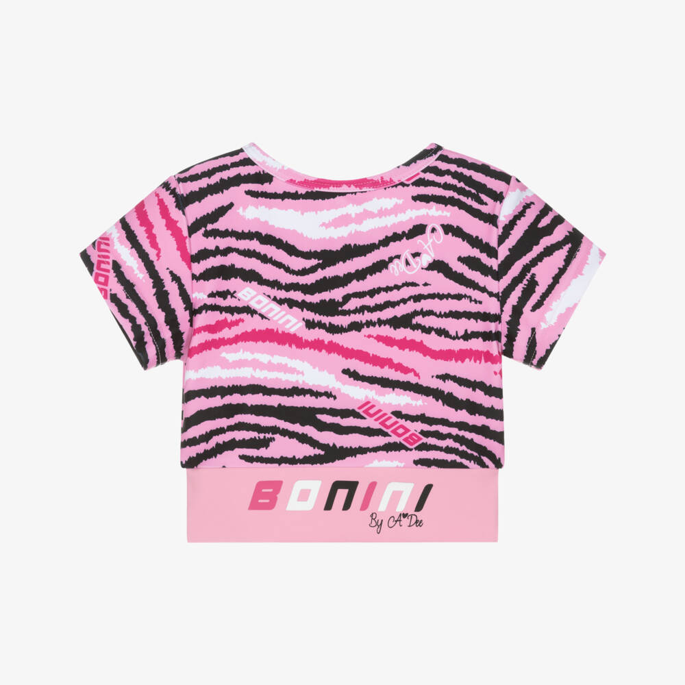 A Dee-Girls Bright Pink Zebra Print Crop Top | Childrensalon Outlet