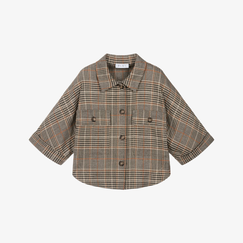 Elsy-Girls Brown Check Batwing Jacket | Childrensalon Outlet