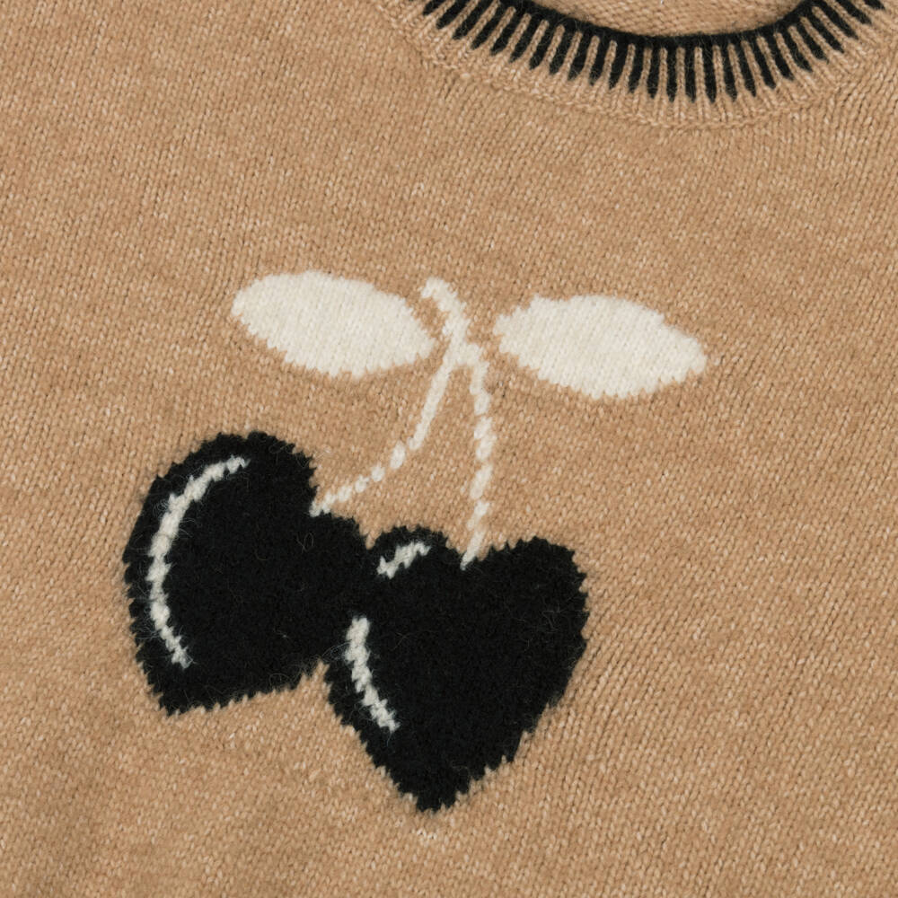 Mayoral-Girls Brown Cherry Heart Knitted Jumper | Childrensalon Outlet