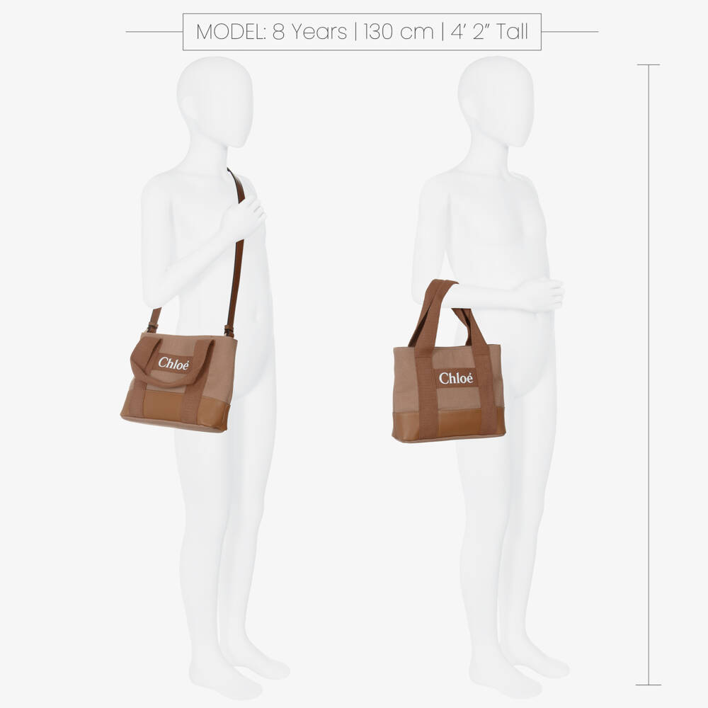 Chloé-Girls Brown Cotton & Leather Logo Tote Bag (25cm) | Childrensalon Outlet