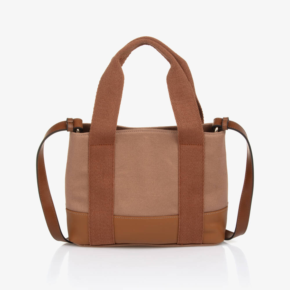 Chloé-Girls Brown Cotton & Leather Logo Tote Bag (25cm) | Childrensalon Outlet