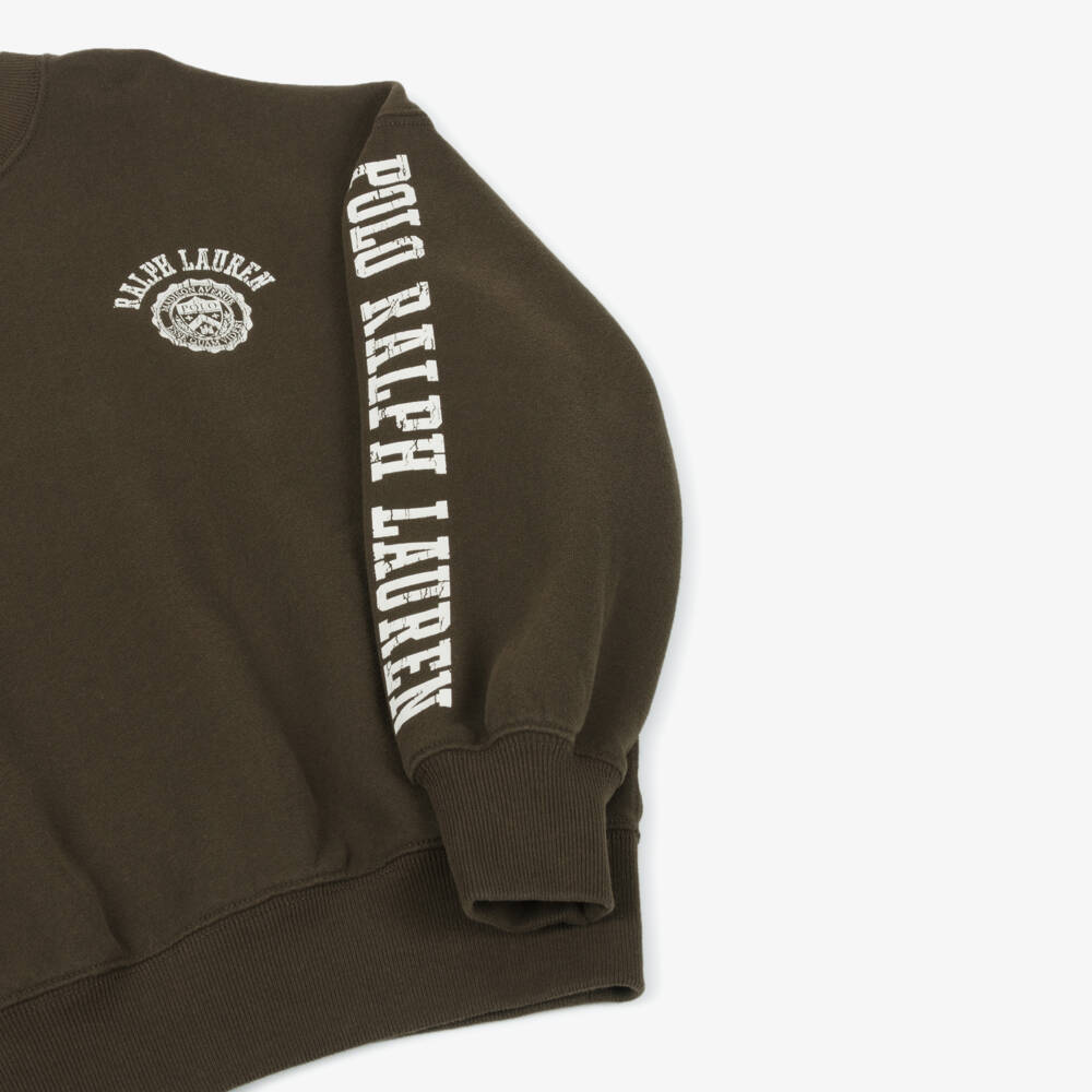 Ralph Lauren-Girls Brown Crest Logo Sweatshirt | Childrensalon Outlet