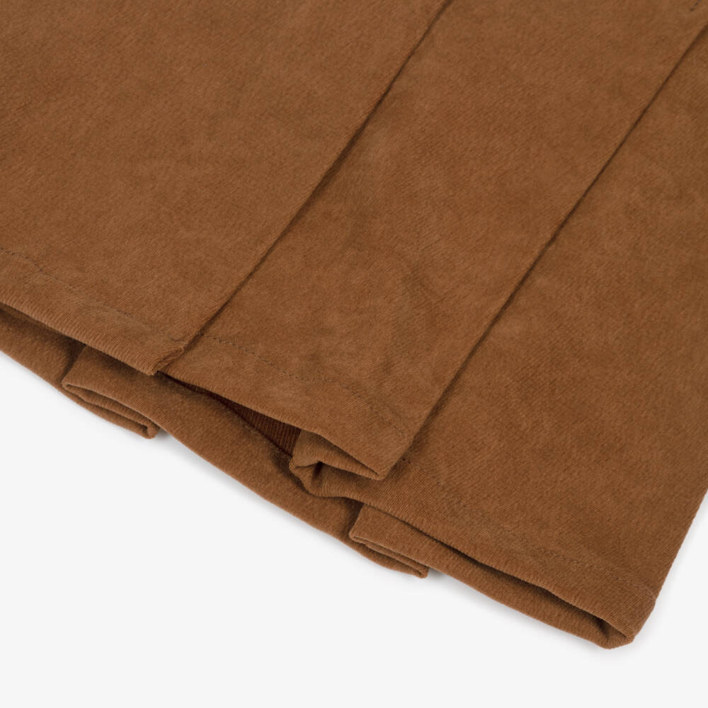 Dr. Kid-Girls Brown Double-Breasted Style Skirt with Pleats | Childrensalon Outlet