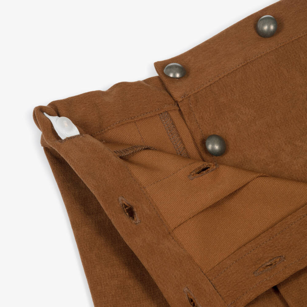 Dr. Kid-Girls Brown Double-Breasted Style Skirt with Pleats | Childrensalon Outlet