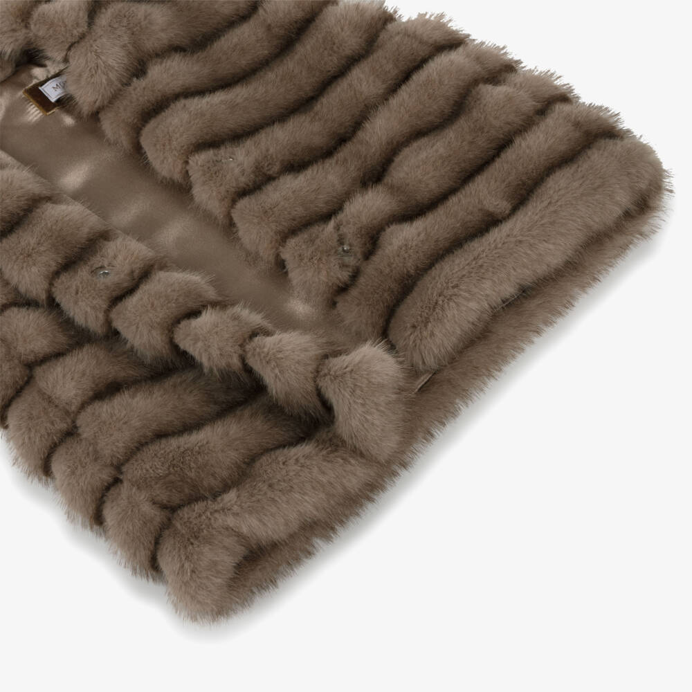 Monnalisa-Girls Brown Faux Fur Gilet | Childrensalon Outlet