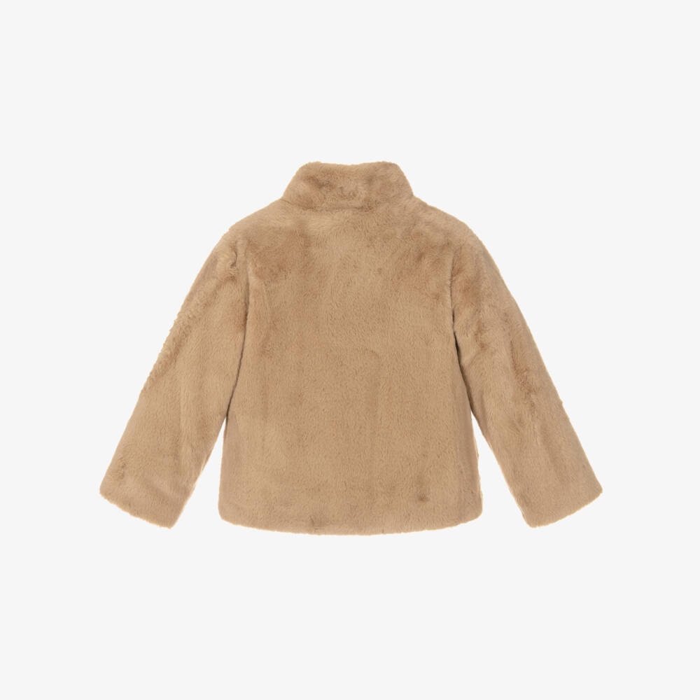 Mayoral- Girls Brown Faux Fur Jacket | Childrensalon Outlet