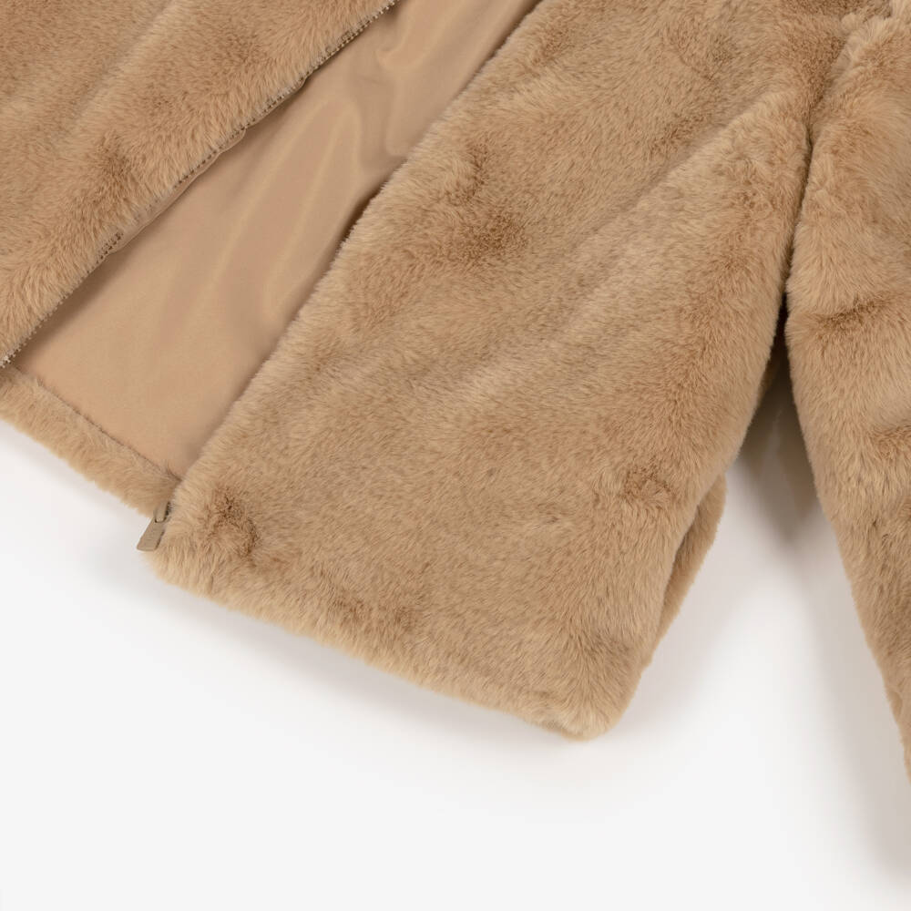 Mayoral- Girls Brown Faux Fur Jacket | Childrensalon Outlet