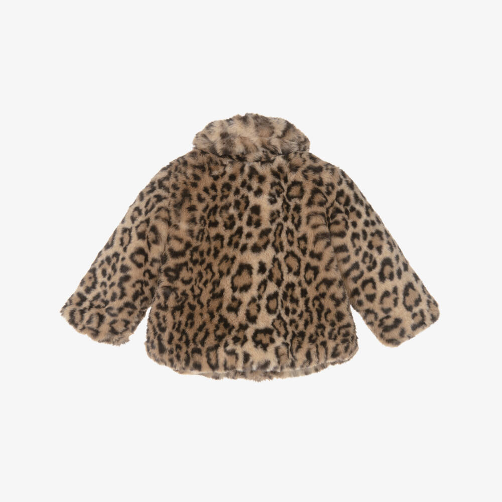 Bonpoint-Girls Brown Leopard Faux Fur Coat | Childrensalon Outlet