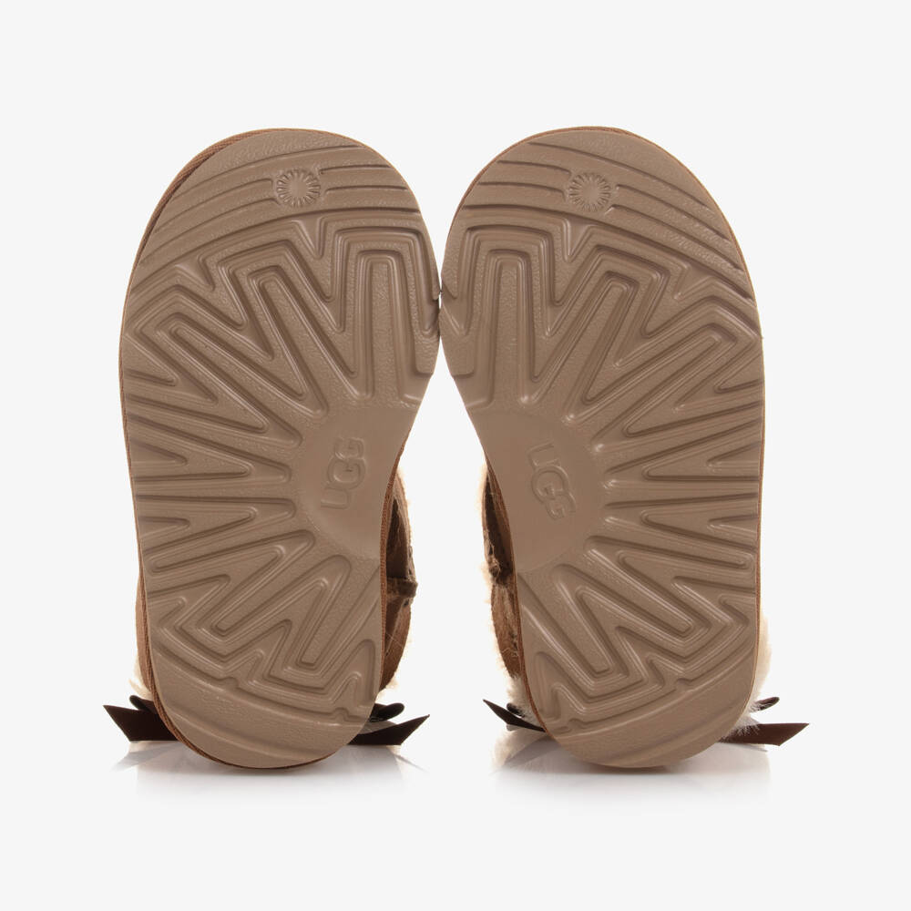 Une Fille-Girls Brown Suede Leather Bow Boots | Childrensalon Outlet