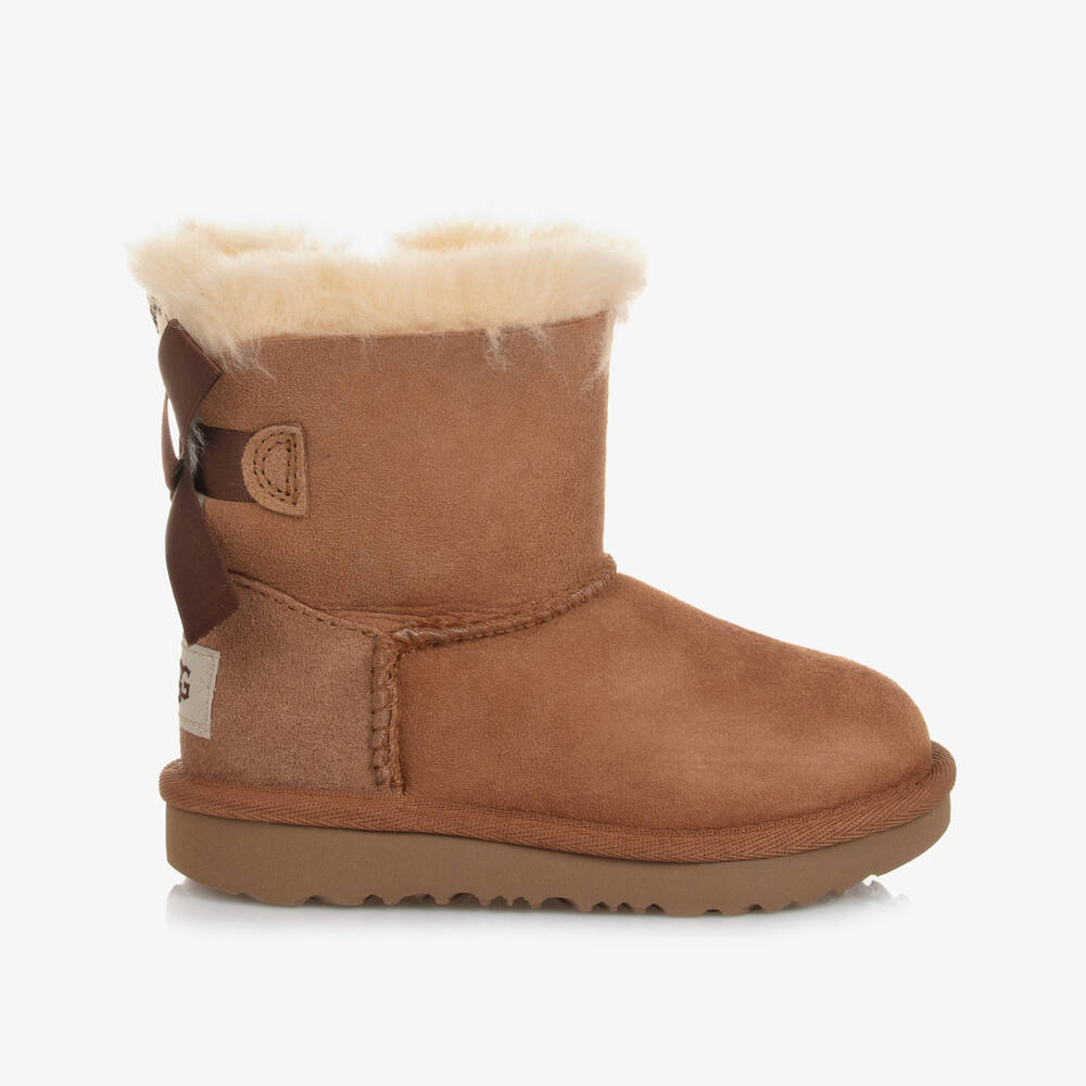 Une Fille-Girls Brown Suede Leather Bow Boots | Childrensalon Outlet