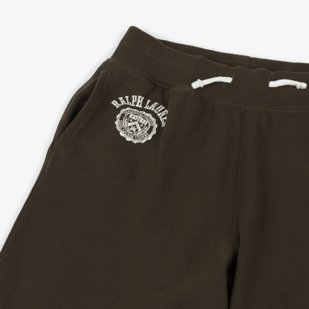 Ralph Lauren-Girls Brown Wide Leg Joggers with Crest Logo | Childrensalon Outlet