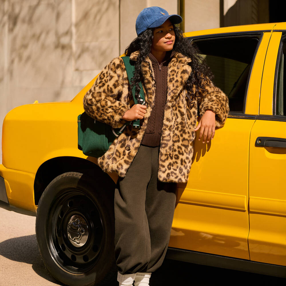 Ralph Lauren-Girls Brown Wide Leg Joggers with Crest Logo | Childrensalon Outlet