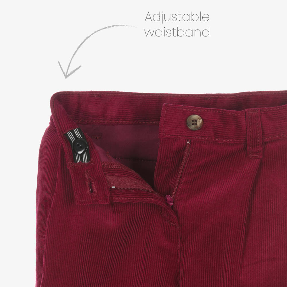 Bonpoint-Girls Burgundy Red Corduroy Trousers | Childrensalon Outlet