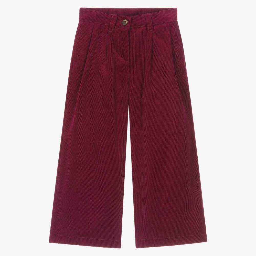 Bonpoint-Girls Burgundy Red Corduroy Trousers | Childrensalon Outlet