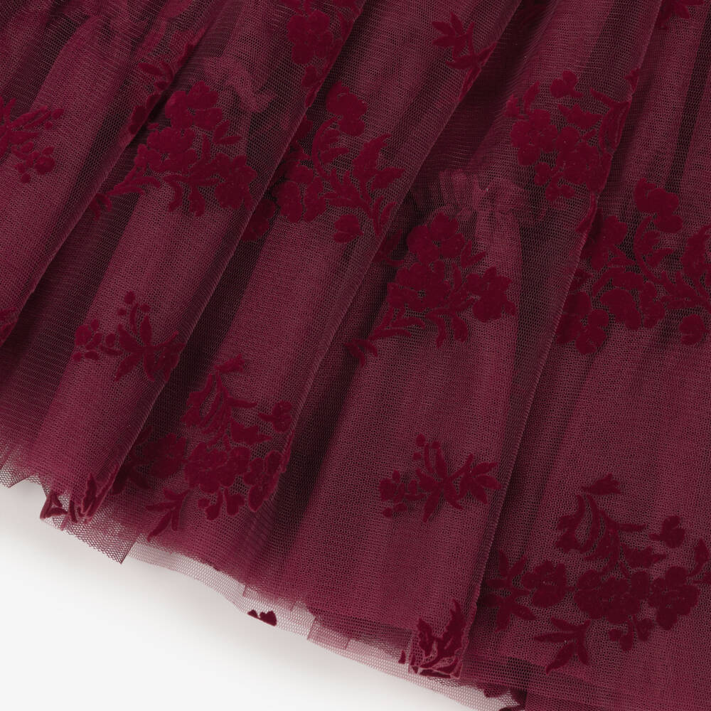 Angel's Face-Girls Burgundy Red Floral Tulle Dress | Childrensalon Outlet