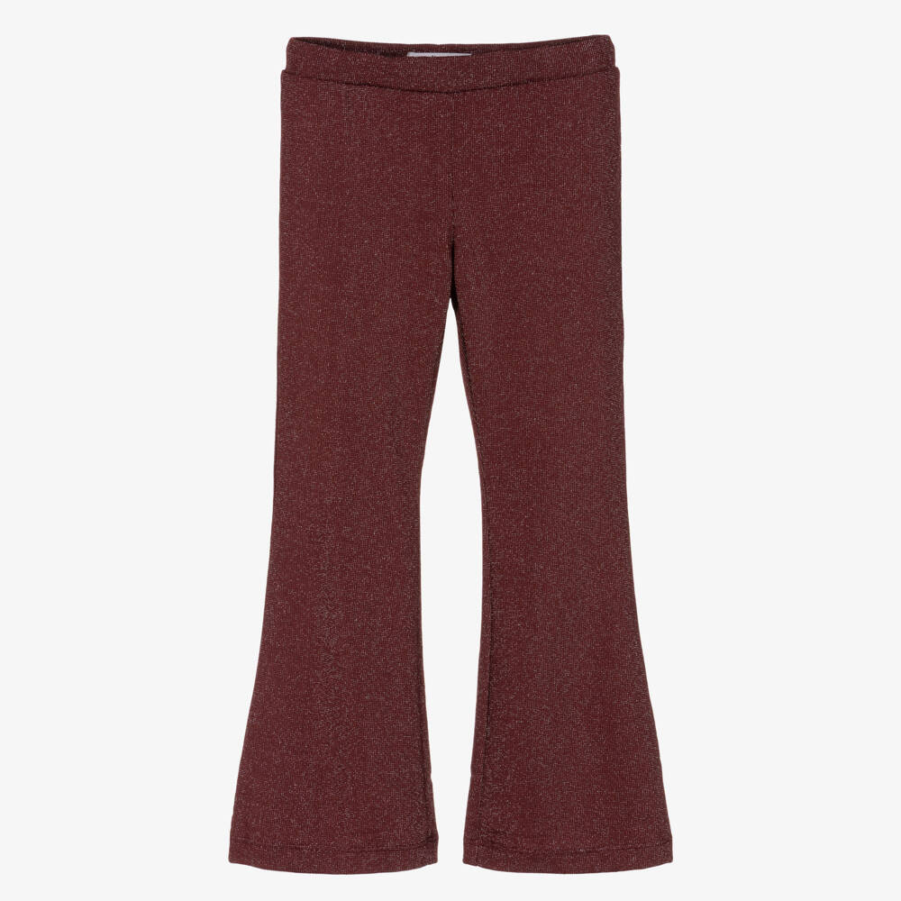 NAME IT-Girls Burgundy Red Lurex Bootcut Trousers | Childrensalon Outlet