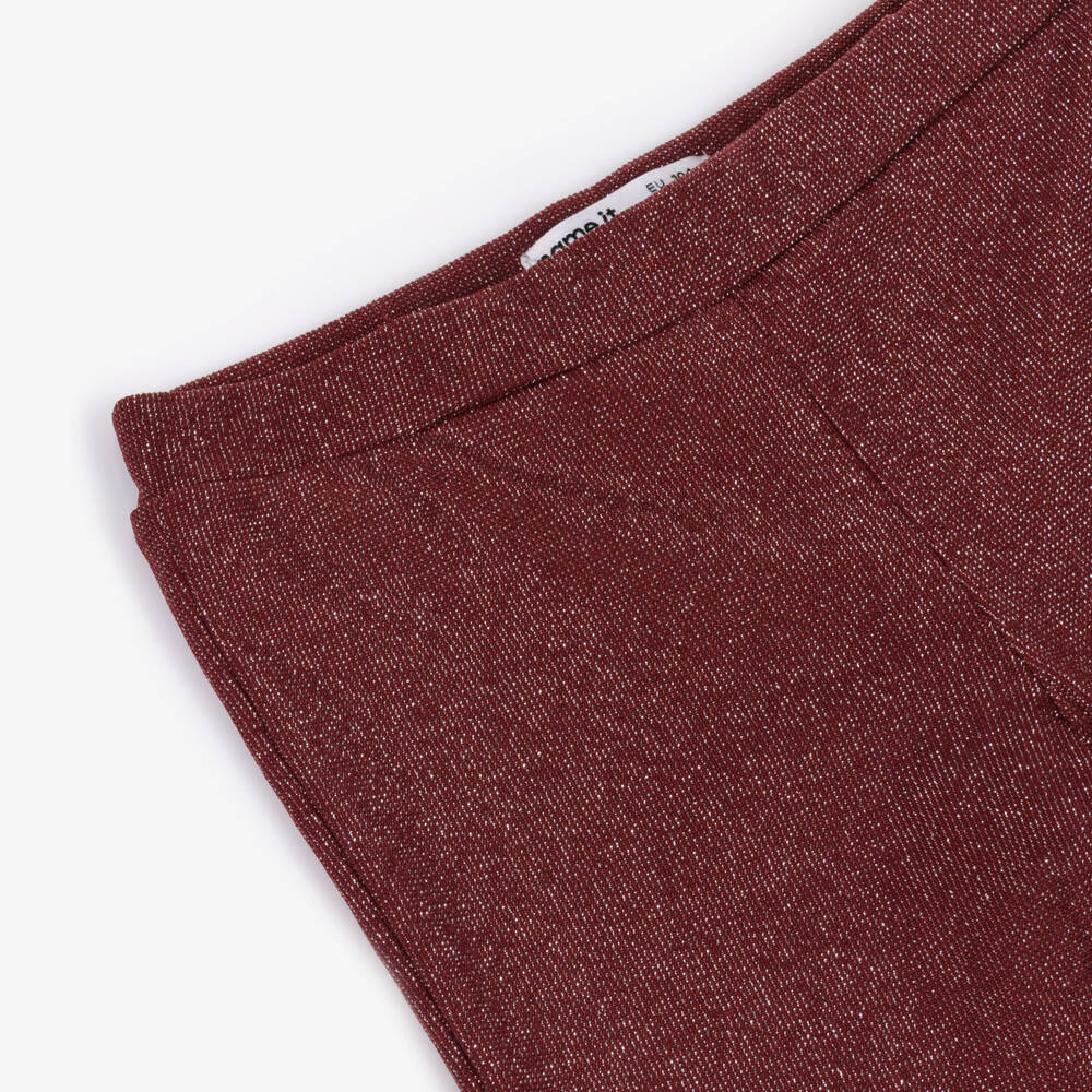NAME IT-Girls Burgundy Red Lurex Bootcut Trousers | Childrensalon Outlet
