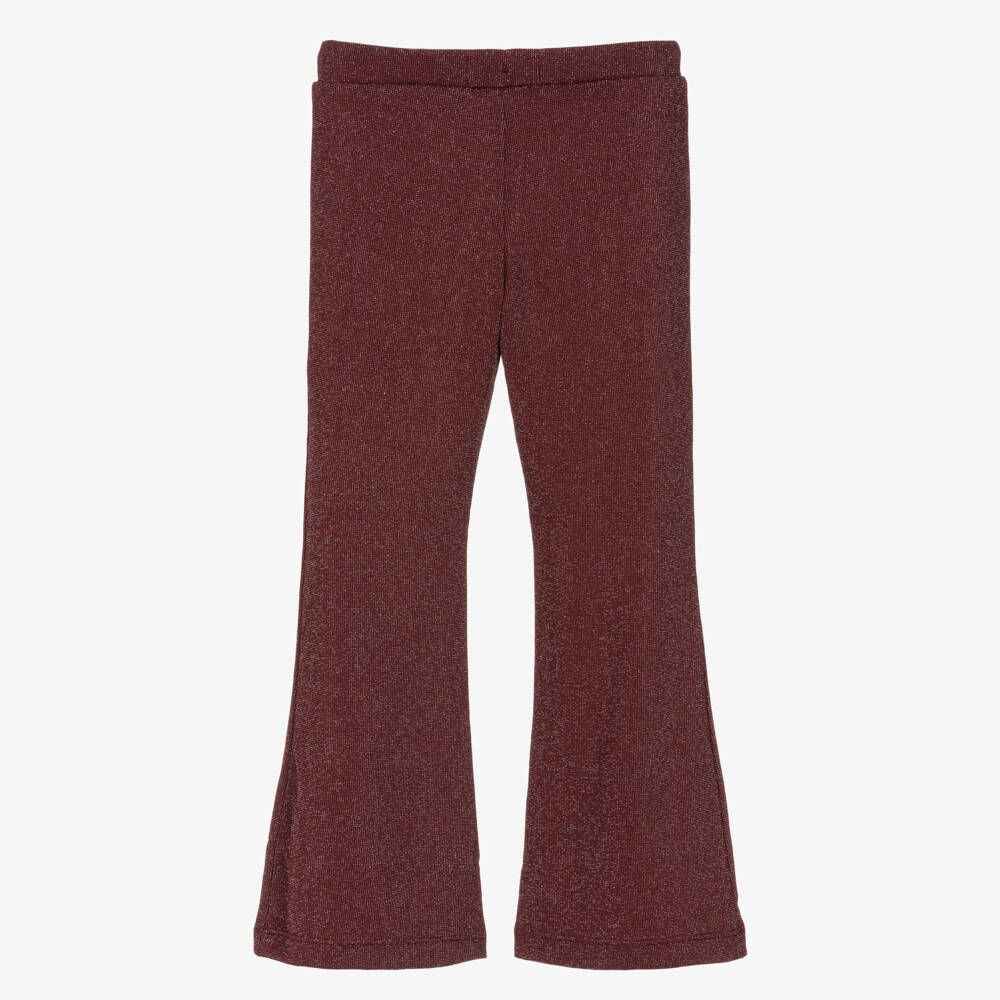 NAME IT-Girls Burgundy Red Lurex Bootcut Trousers | Childrensalon Outlet