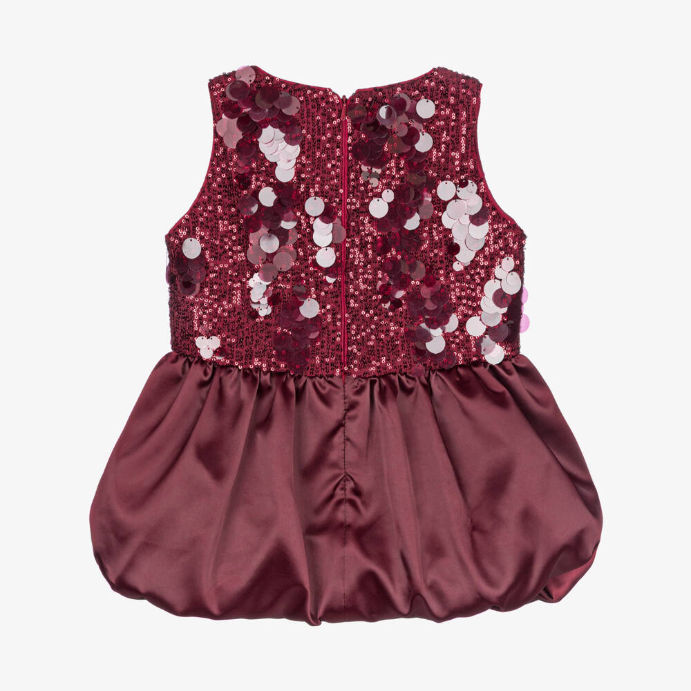 Junona-Girls Burgundy Red Sequinned Tulle & Satin Blouse | Childrensalon Outlet