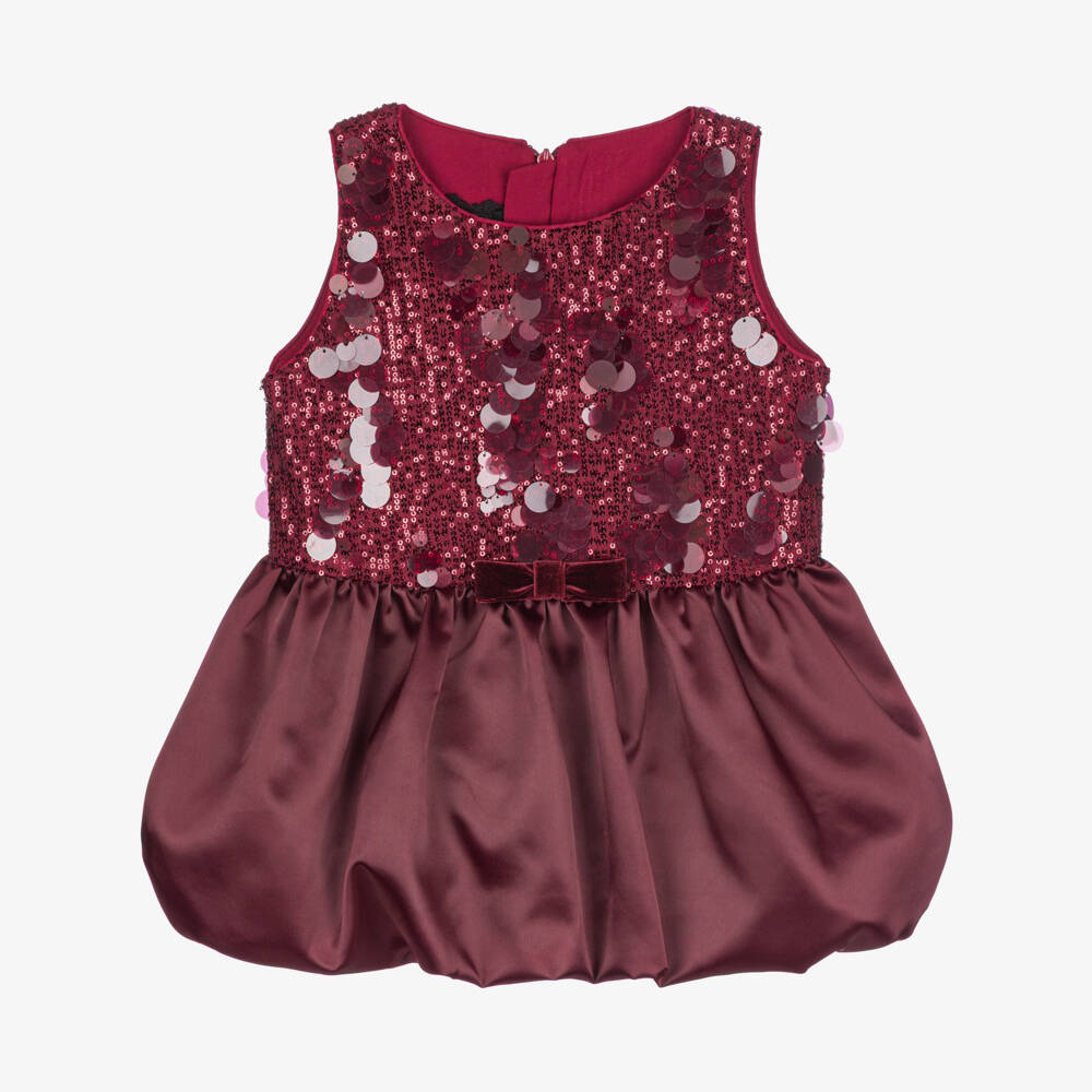 Junona-Girls Burgundy Red Sequinned Tulle & Satin Blouse | Childrensalon Outlet