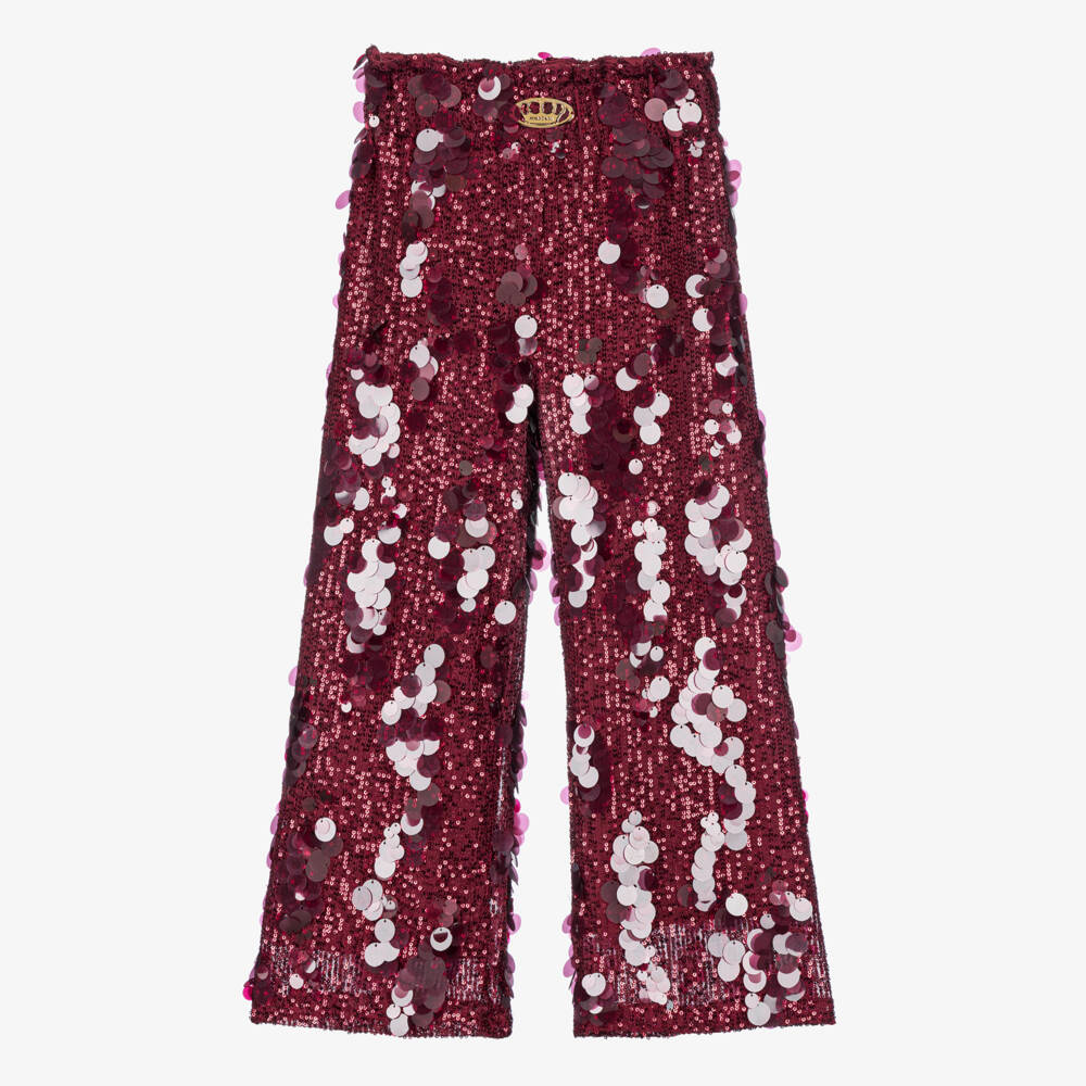 Junona-Girls Burgundy Red Sequinned Tulle Trousers | Childrensalon Outlet