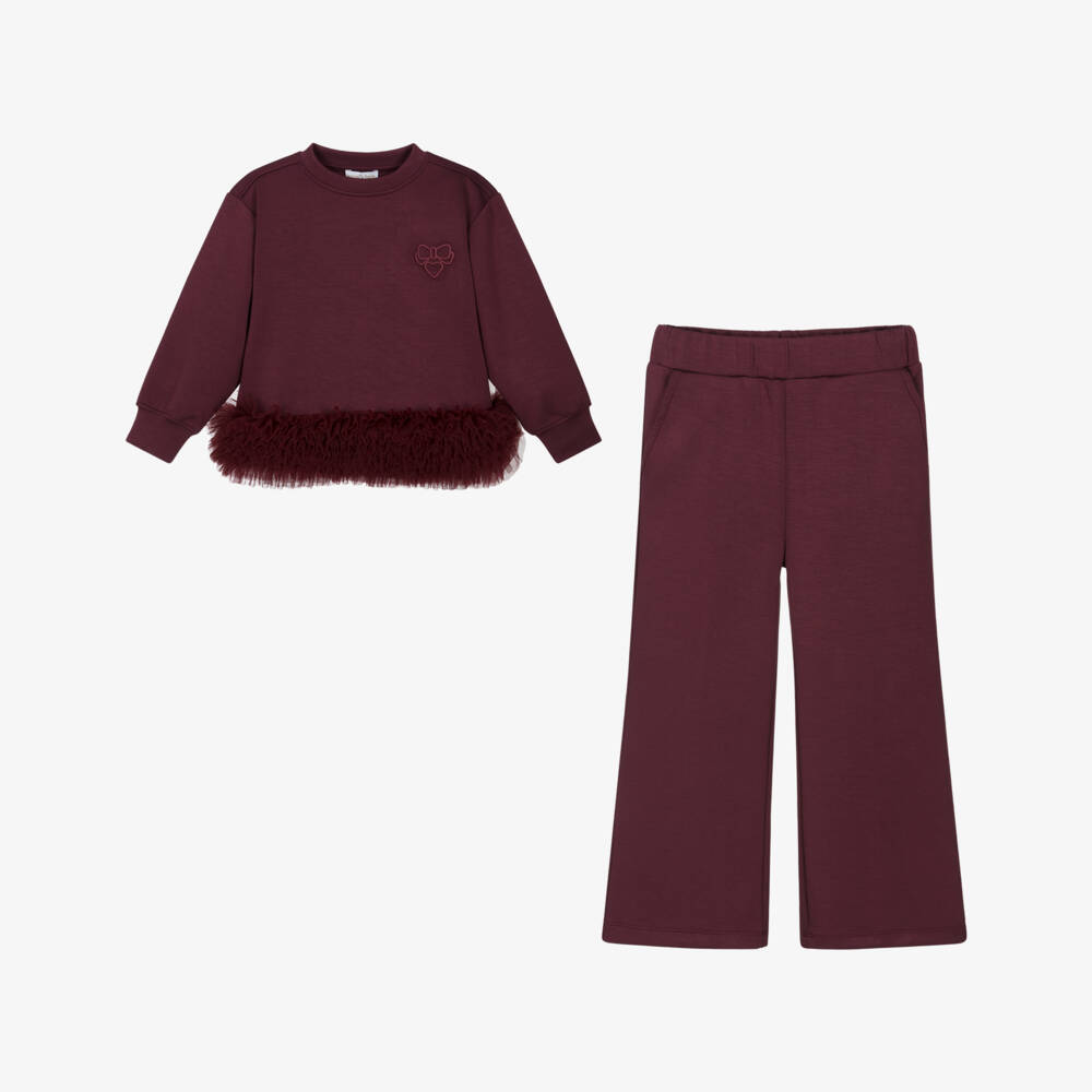 Angel's Face-Girls Burgundy Red Tulle Hem Tracksuit | Childrensalon Outlet