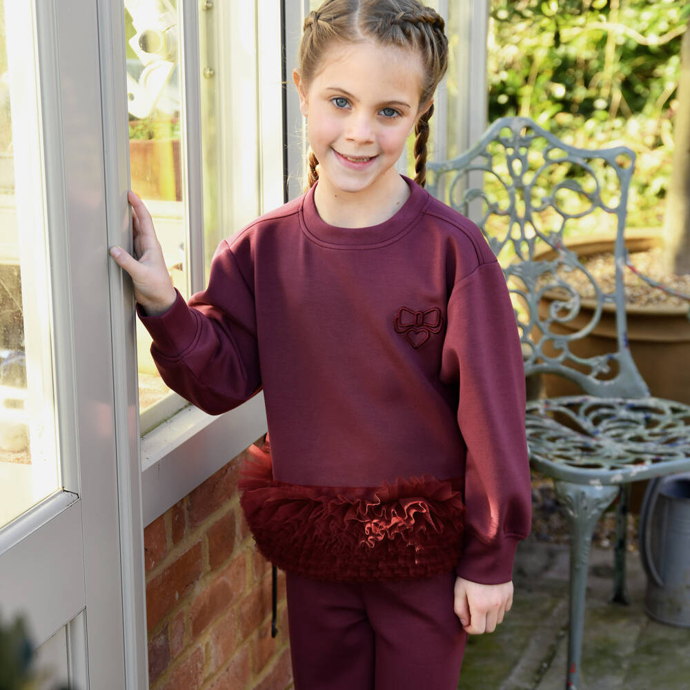 Angel's Face-Girls Burgundy Red Tulle Hem Tracksuit | Childrensalon Outlet