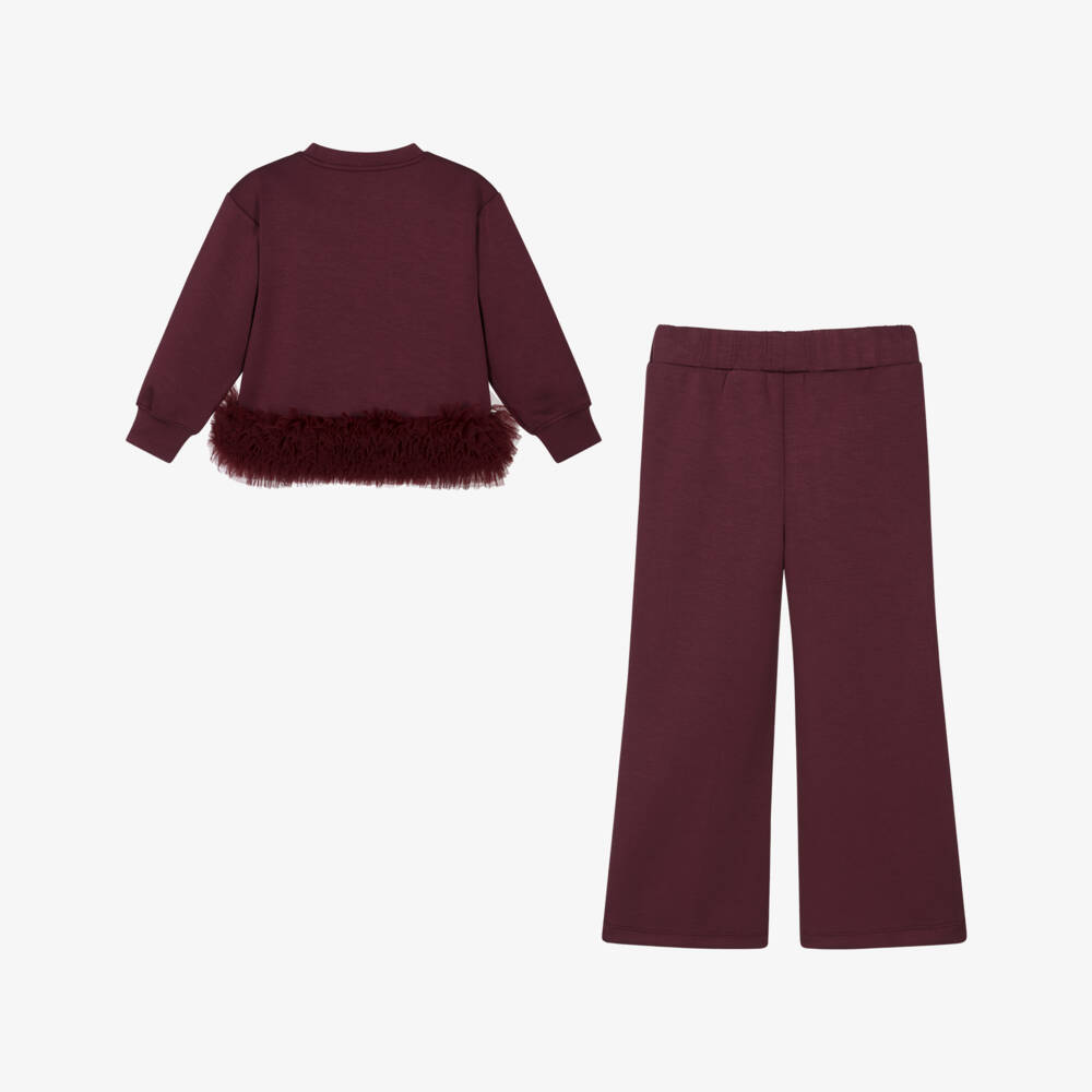 Angel's Face-Girls Burgundy Red Tulle Hem Tracksuit | Childrensalon Outlet