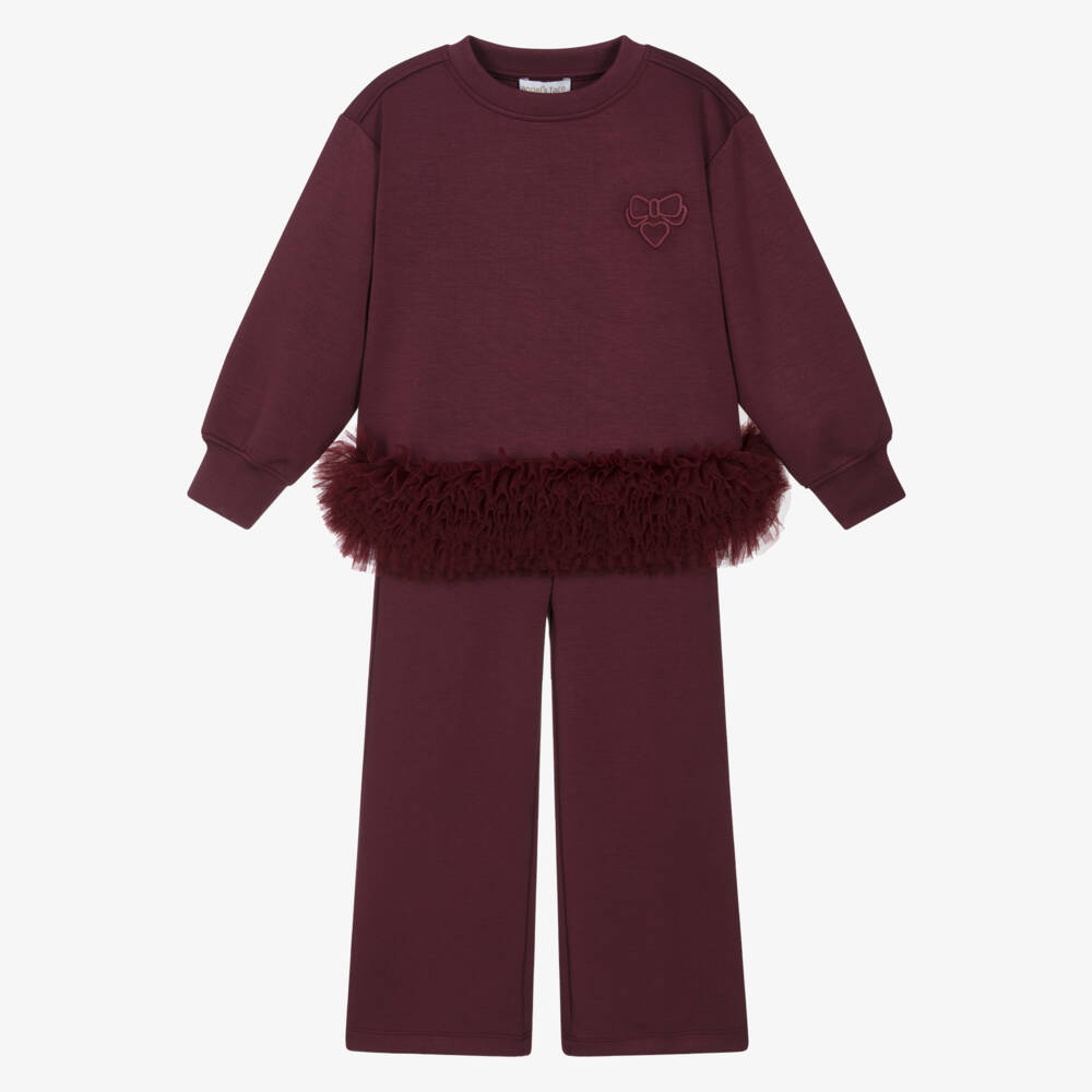 Angel's Face-Girls Burgundy Red Tulle Hem Tracksuit | Childrensalon Outlet