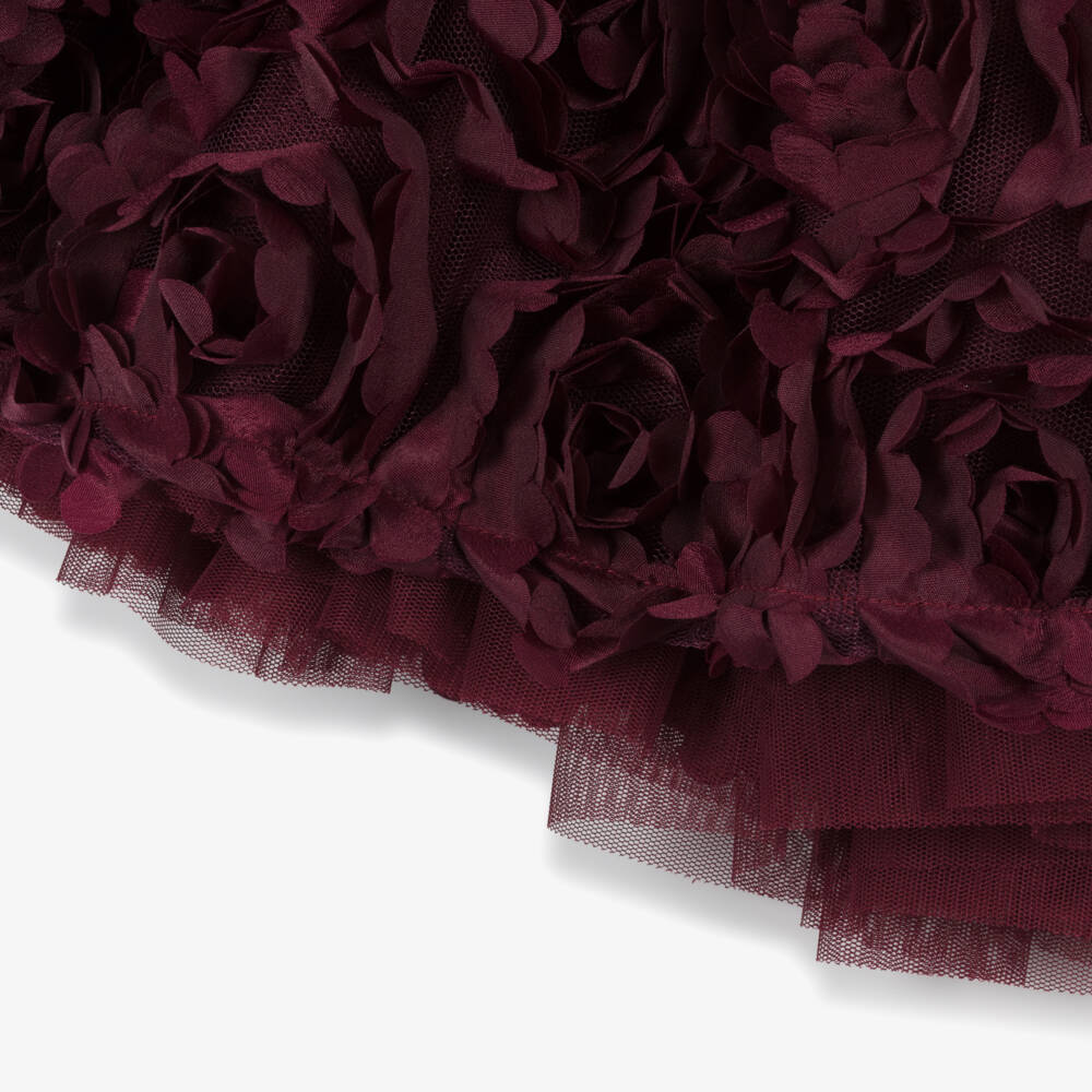 Angel's Face-Girls Burgundy Red Tulle Roses Skirt Set | Childrensalon Outlet