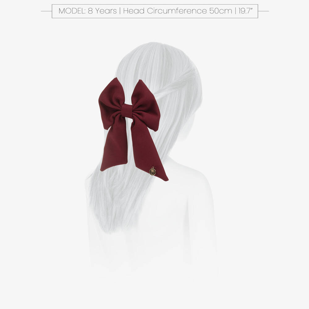 Caramelo Kids-Girls Burgundy Red Twill Bow Hair Clip (11cm) | Childrensalon Outlet
