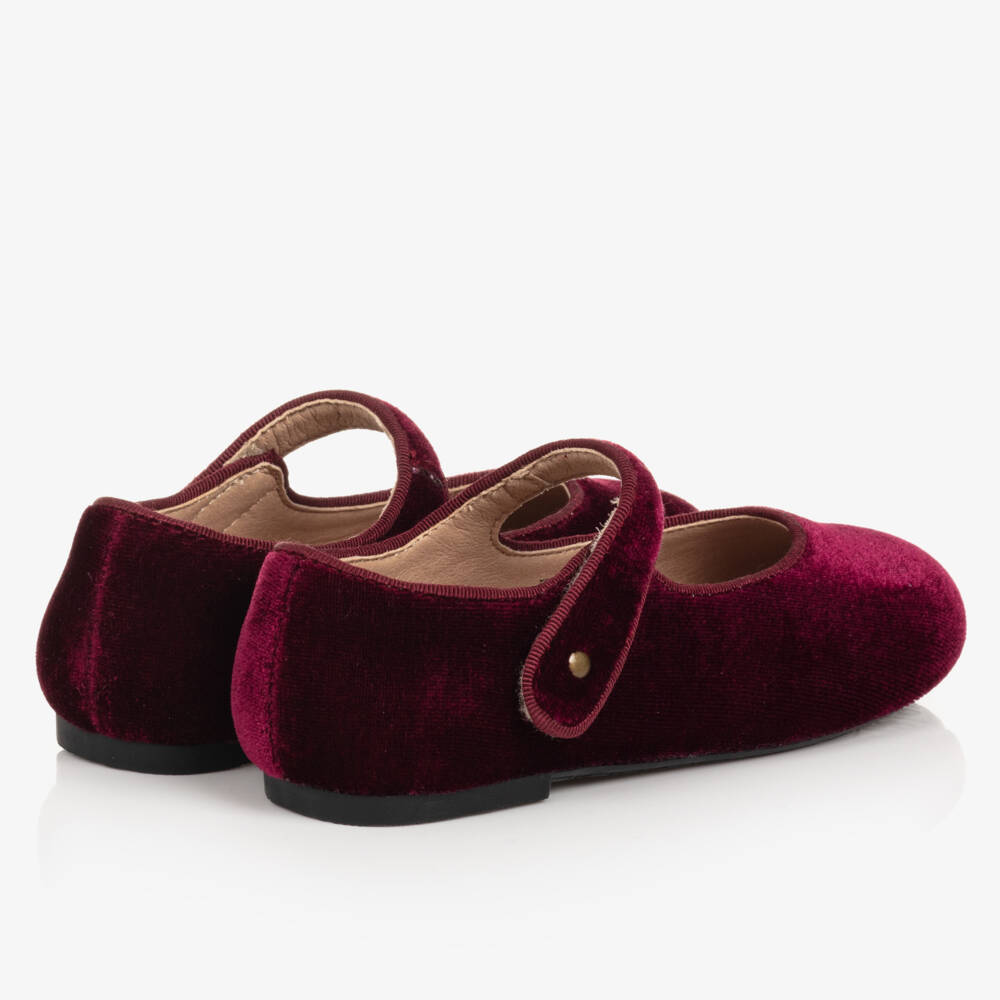 Old Soles-Girls Burgundy Red Velvet Shoes | Childrensalon Outlet